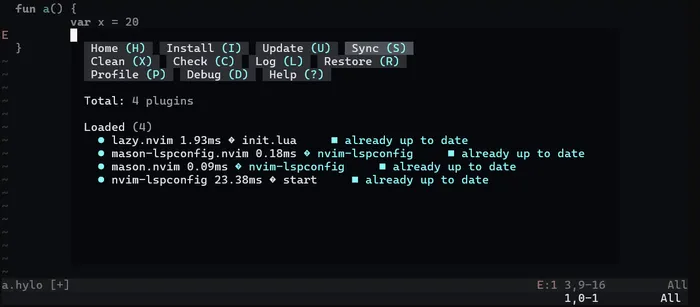 Lazy sync installing latest versions of dependencies, showing that dependencies are already up to date.